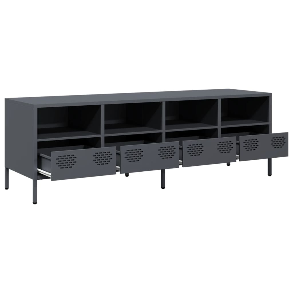 vidaXL TV Cabinet 202x39x43.5 cm Cold-Rolled Steel Black