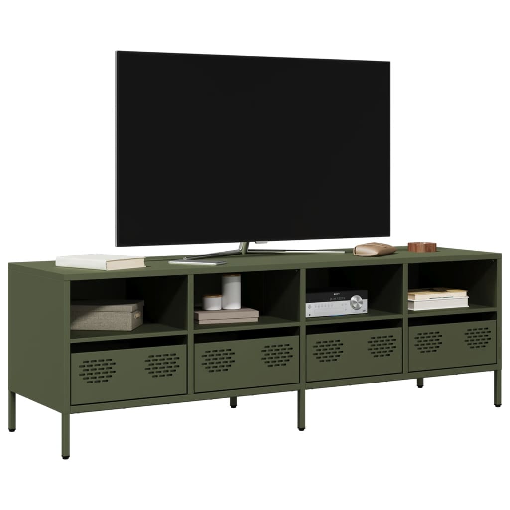 vidaXL TV Cabinet 202x39x43.5 cm Cold-Rolled Steel Black