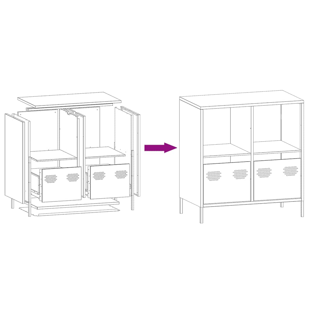 vidaXL Dressoir 135x39x73,5 cm koudgewalst staal zwart