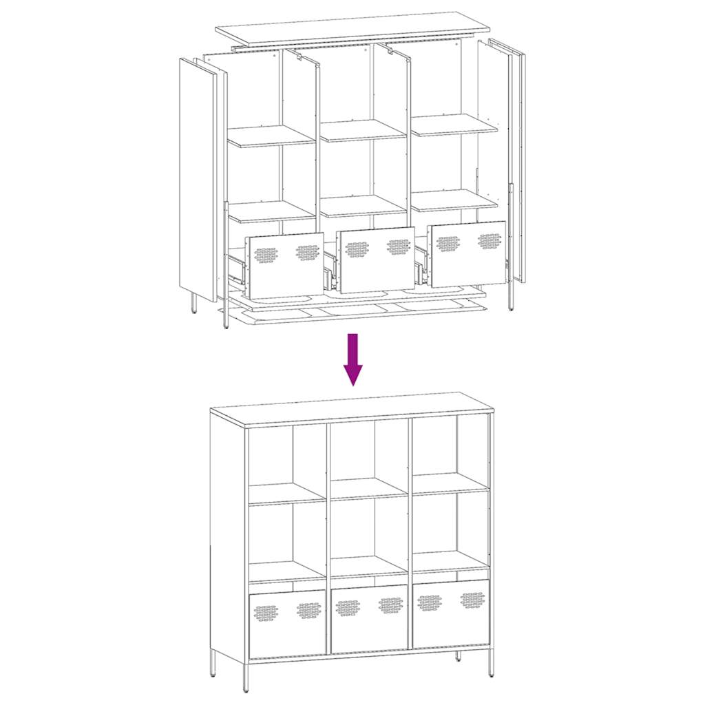vidaXL Hoge kast 35x39x103,5 cm staal zwart