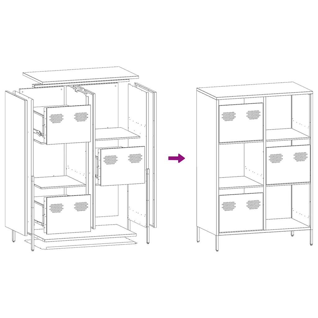 vidaXL Hoge kast 68x39x103,5 cm staal zwart