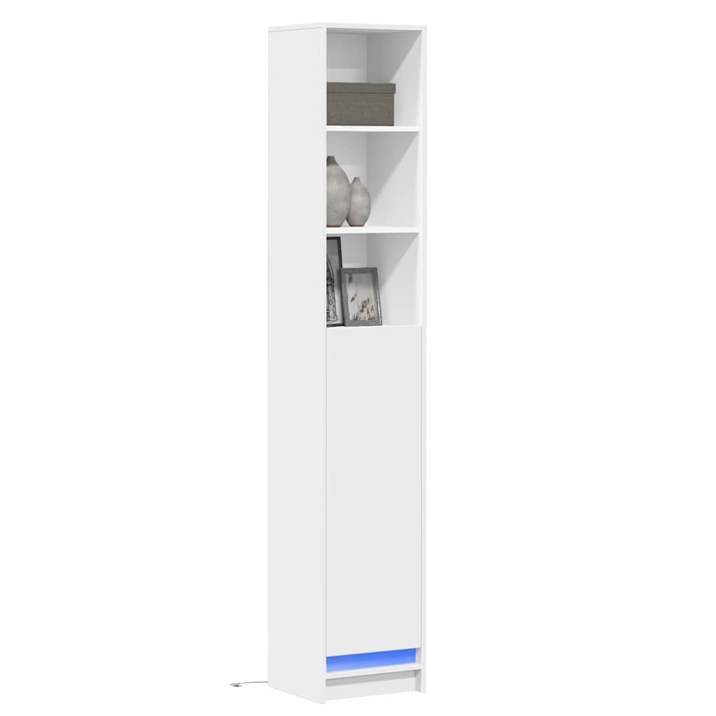 vidaXL Hoge kast met LED 69x32,5x200 cm bewerkt hout wit