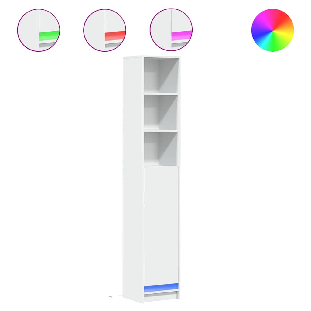 vidaXL Hoge kast met LED 69x32,5x200 cm bewerkt hout wit