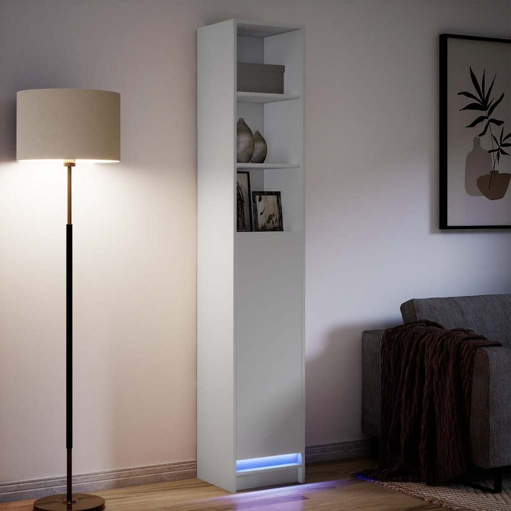 vidaXL Hoge kast met LED 69x32,5x200 cm bewerkt hout wit