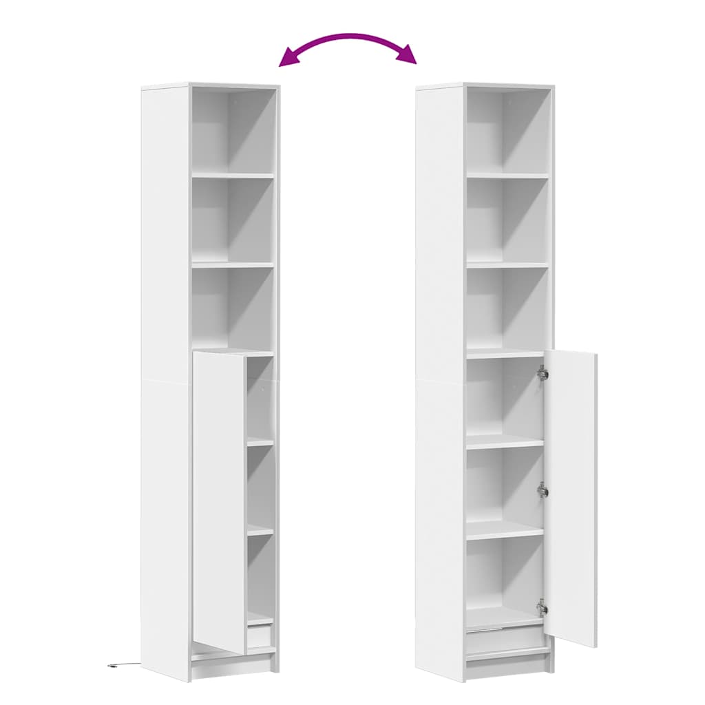 vidaXL Hoge kast met LED 69x32,5x200 cm bewerkt hout wit