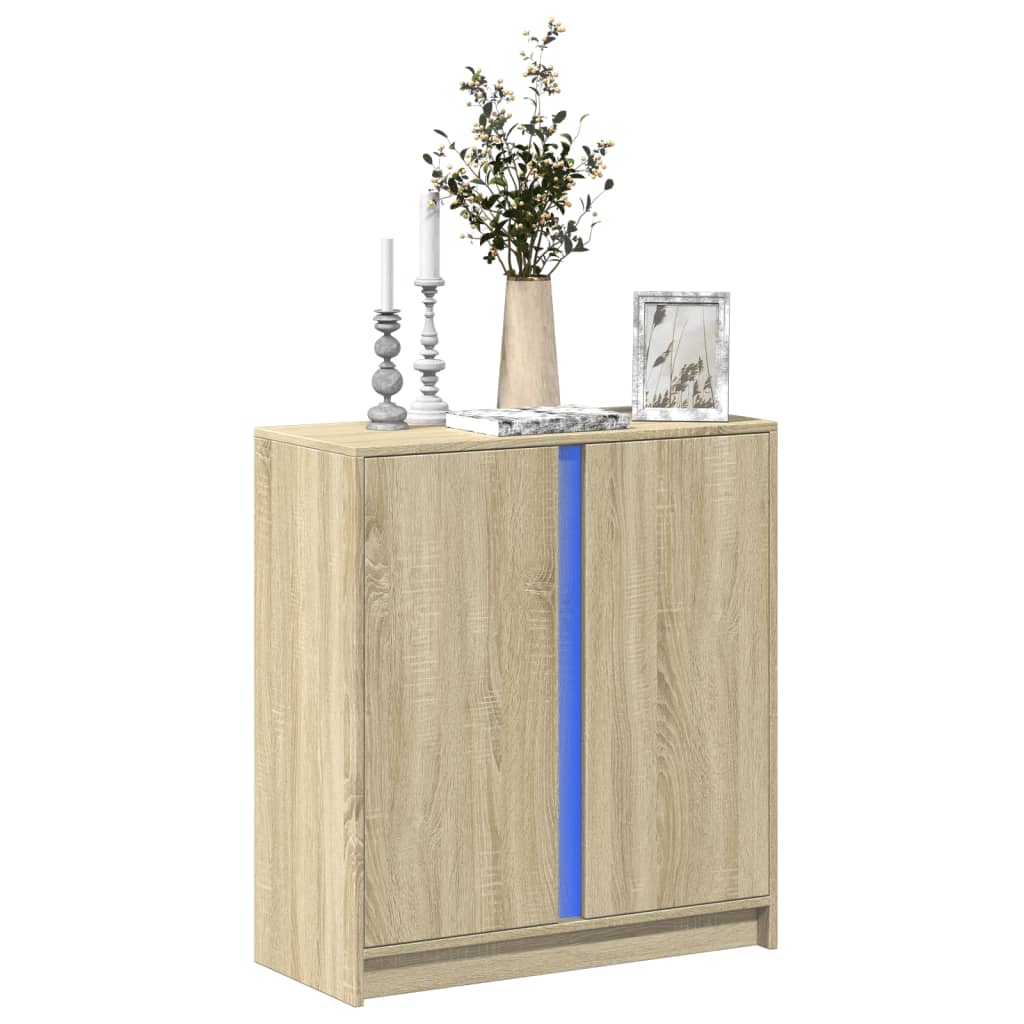 vidaXL Dressoir met LED 77x34x85 cm bewerkt hout wit