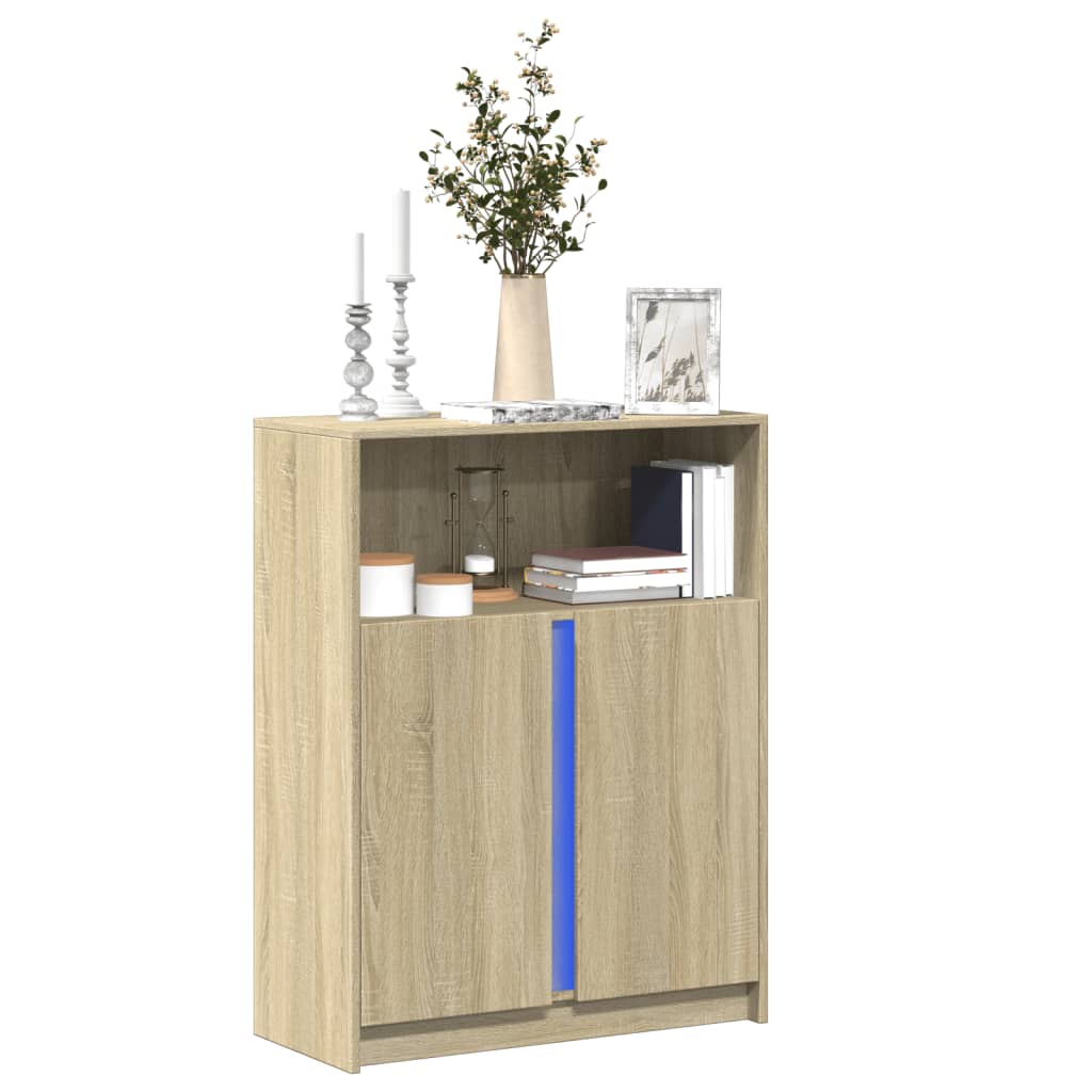 vidaXL Dressoir met LED 77x34x100 cm bewerkt hout wit