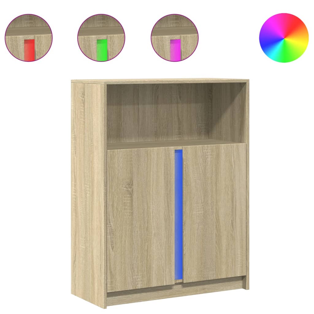 vidaXL Dressoir met LED 77x34x100 cm bewerkt hout wit