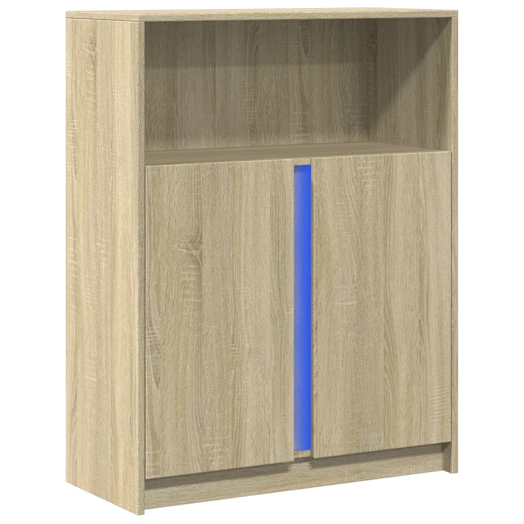 vidaXL Dressoir met LED 77x34x100 cm bewerkt hout wit