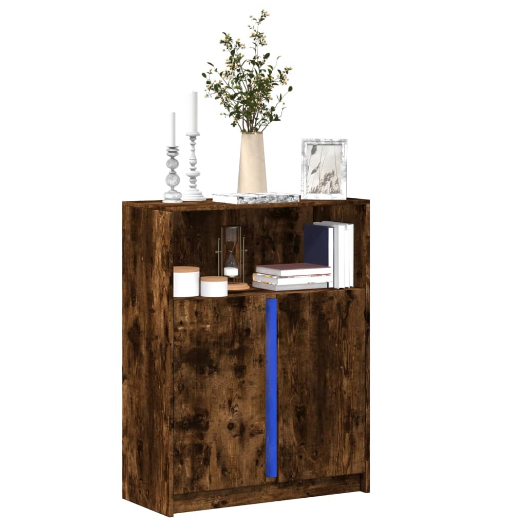 vidaXL Dressoir met LED 77x34x100 cm bewerkt hout wit