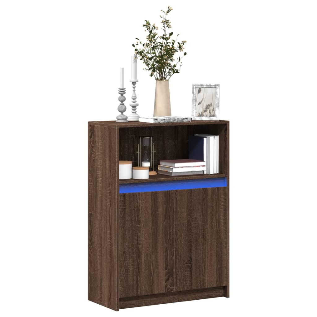 vidaXL Dressoir met LED 72x34x100 cm bewerkt hout wit