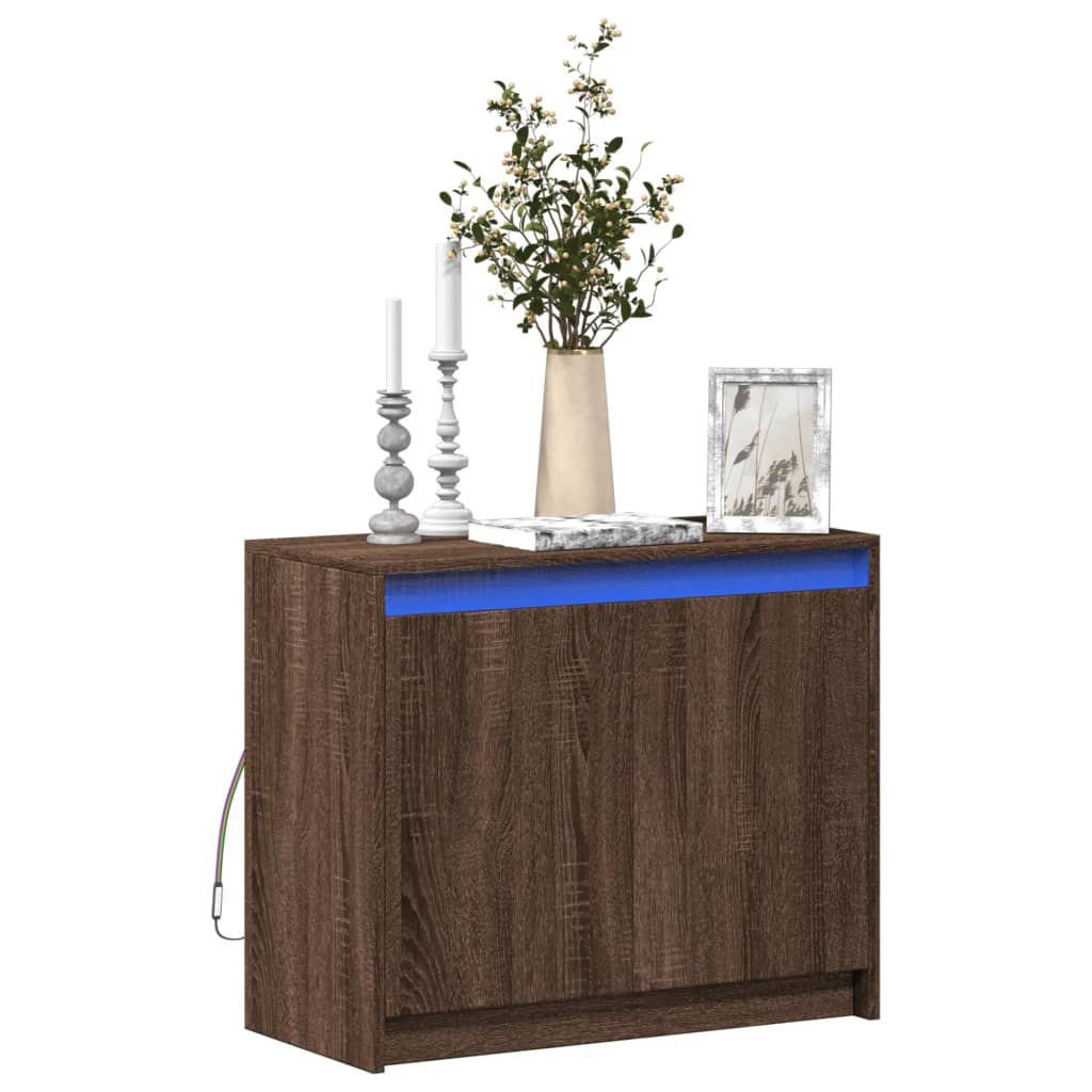 vidaXL Sideboard with LED 72x34x61 cm engineered wood white