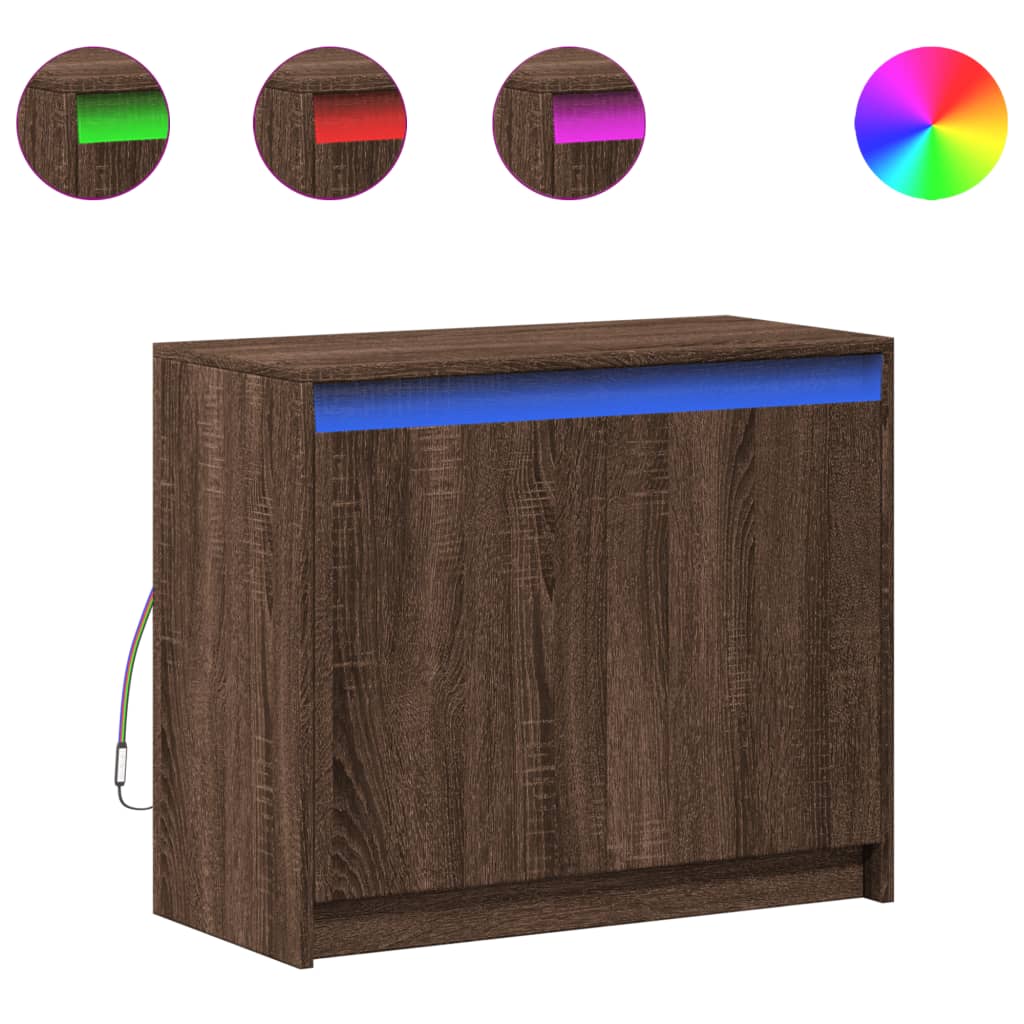 vidaXL Sideboard with LED 72x34x61 cm engineered wood white