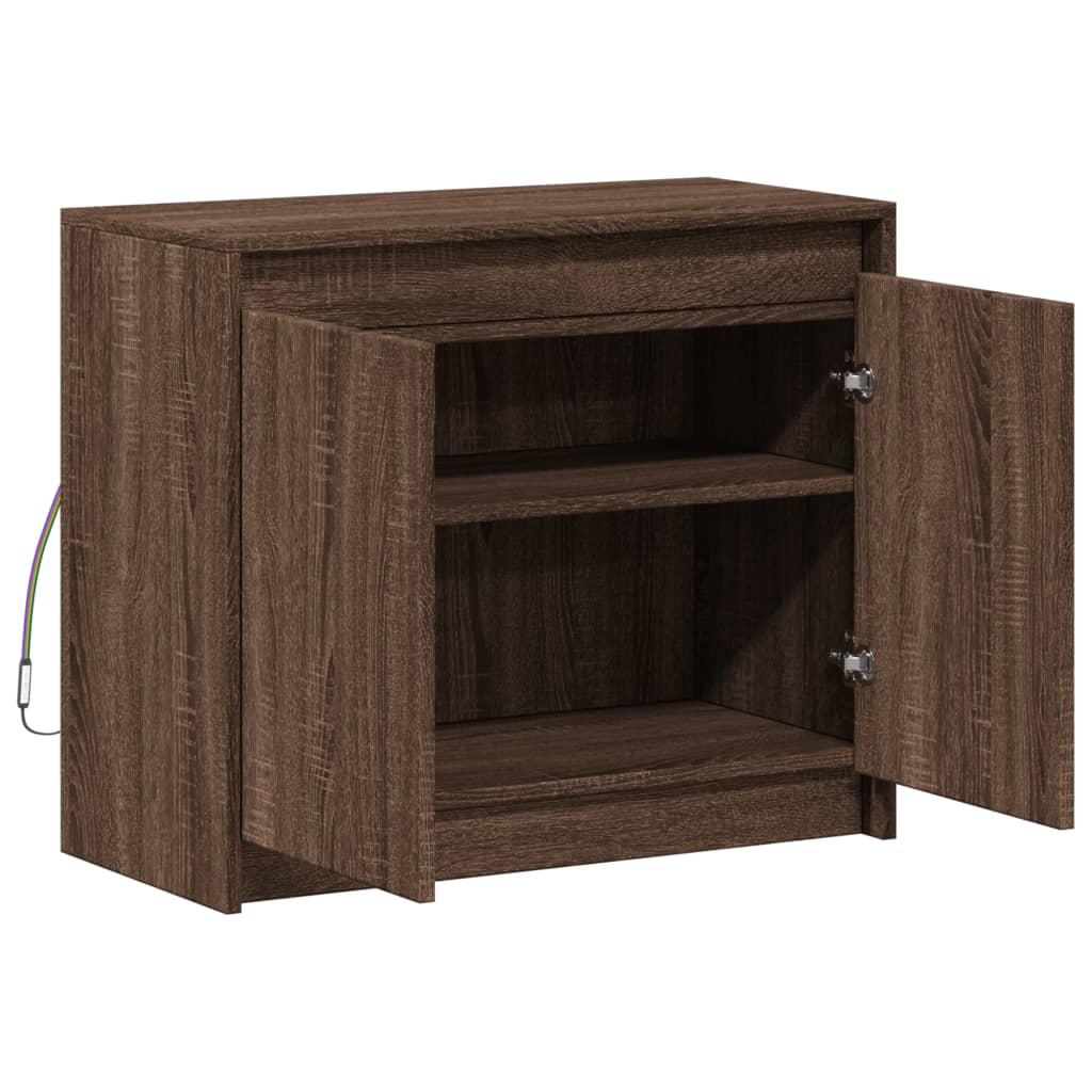 vidaXL Sideboard with LED 72x34x61 cm engineered wood white