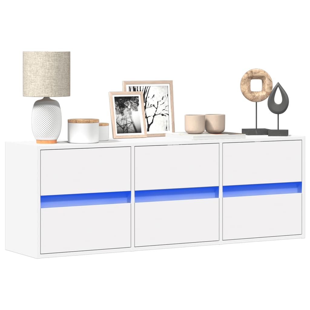 vidaXL Tv-wandmeubel met LED-verlichting 180x31x45 cm wit