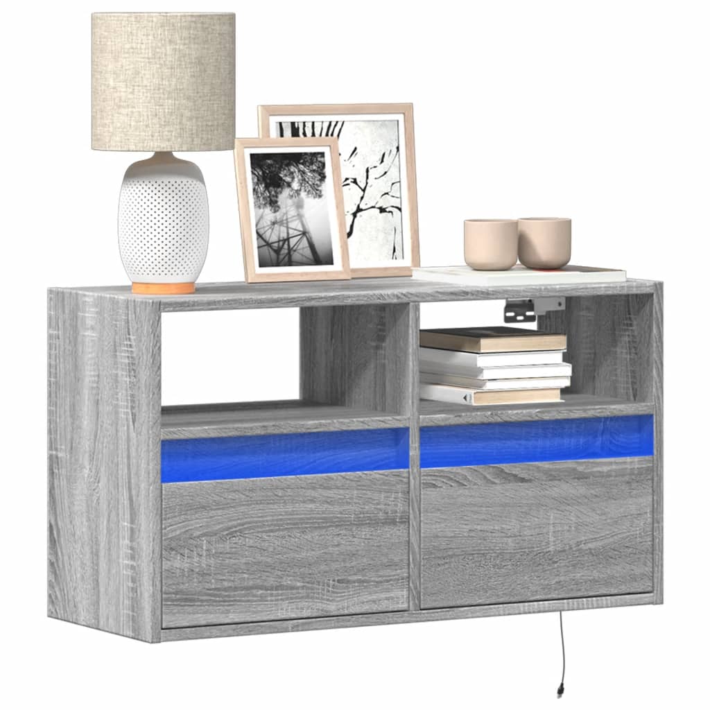 vidaXL TV Cabinet with LED Lights 180x31x45 cm White