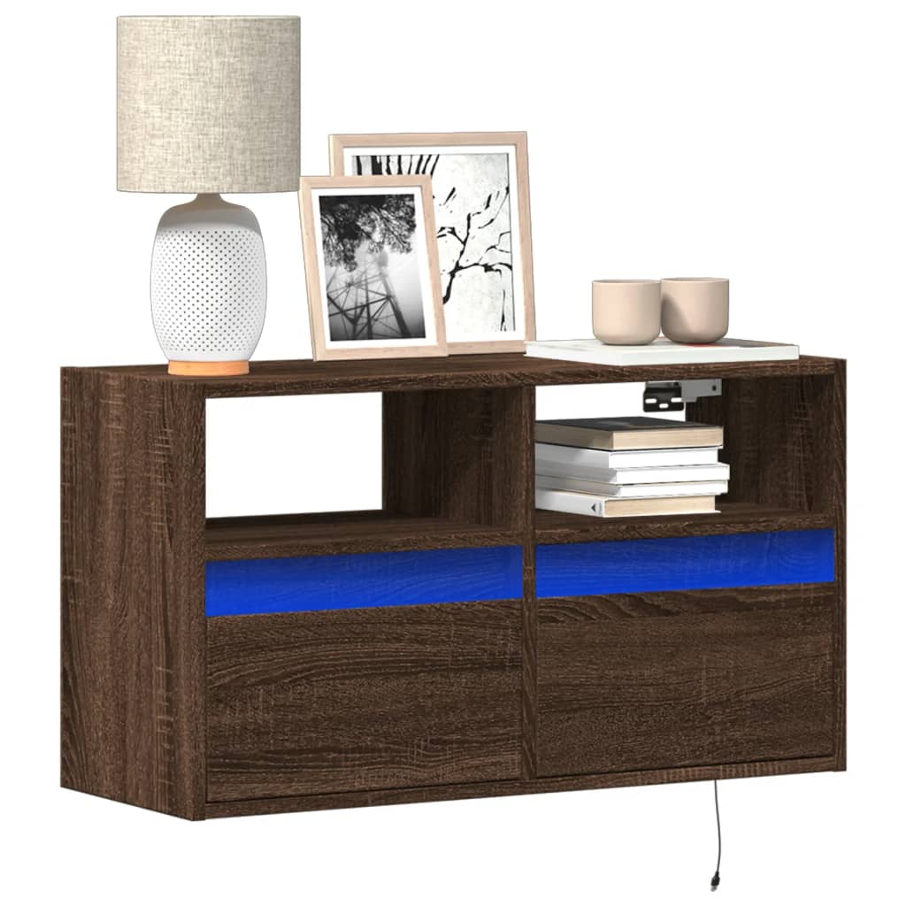 vidaXL TV Cabinet with LED Lights 180x31x45 cm White