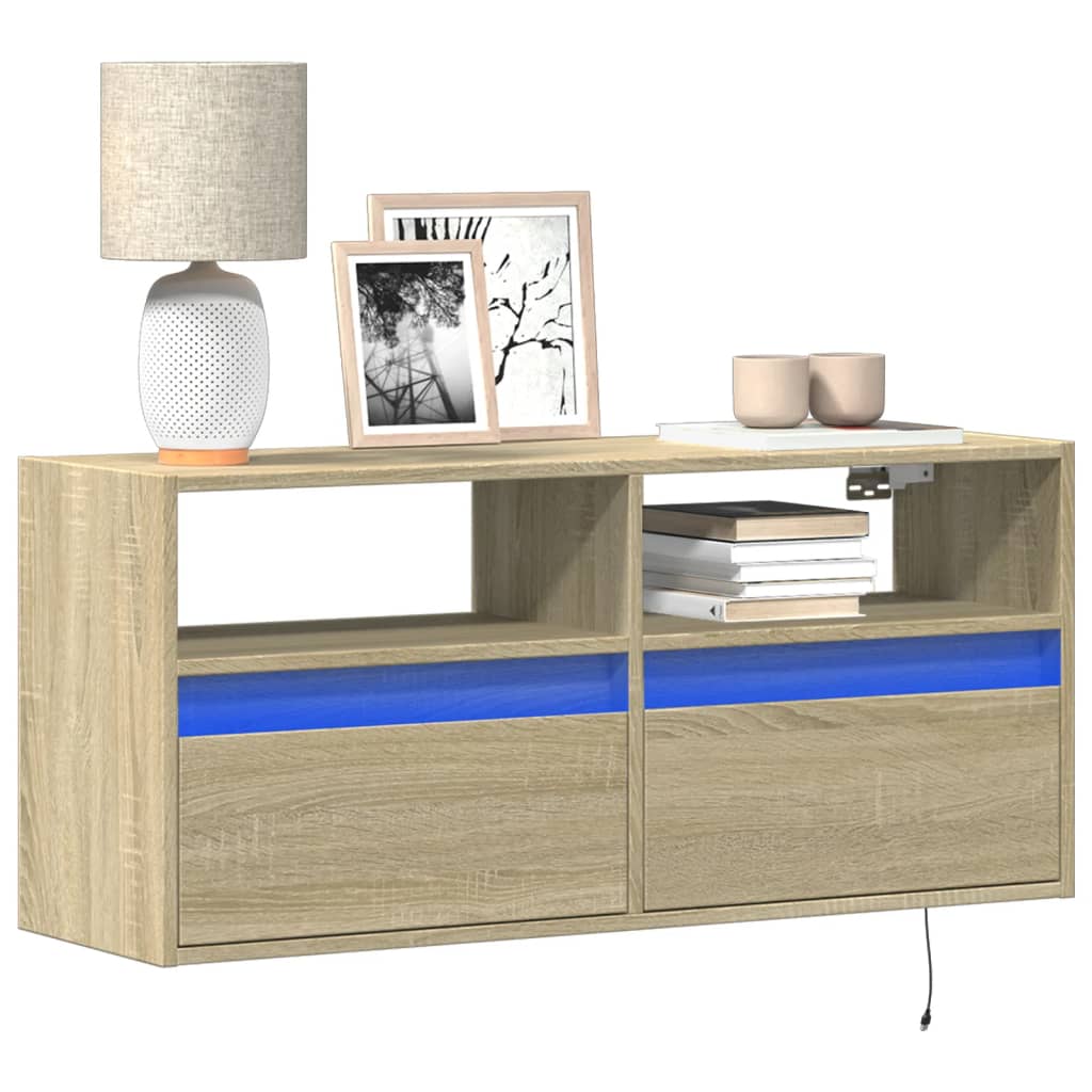 vidaXL TV Cabinet with LED Lights 180x31x45 cm White