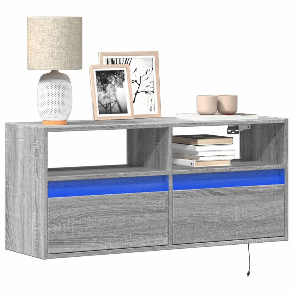 vidaXL TV Cabinet with LED Lights 180x31x45 cm White
