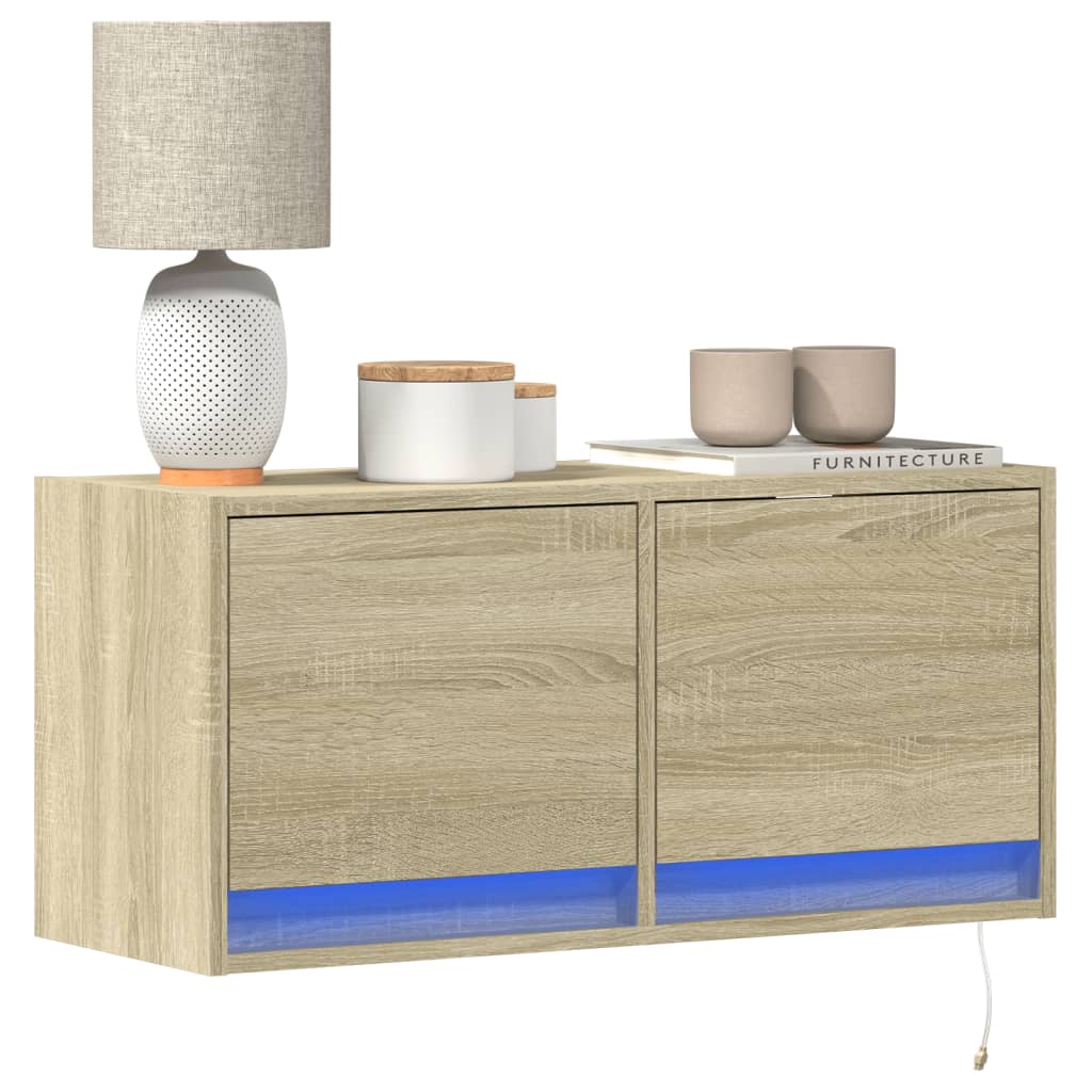 vidaXL Tv-wandmeubel met LED-verlichting 180x31x38 cm wit