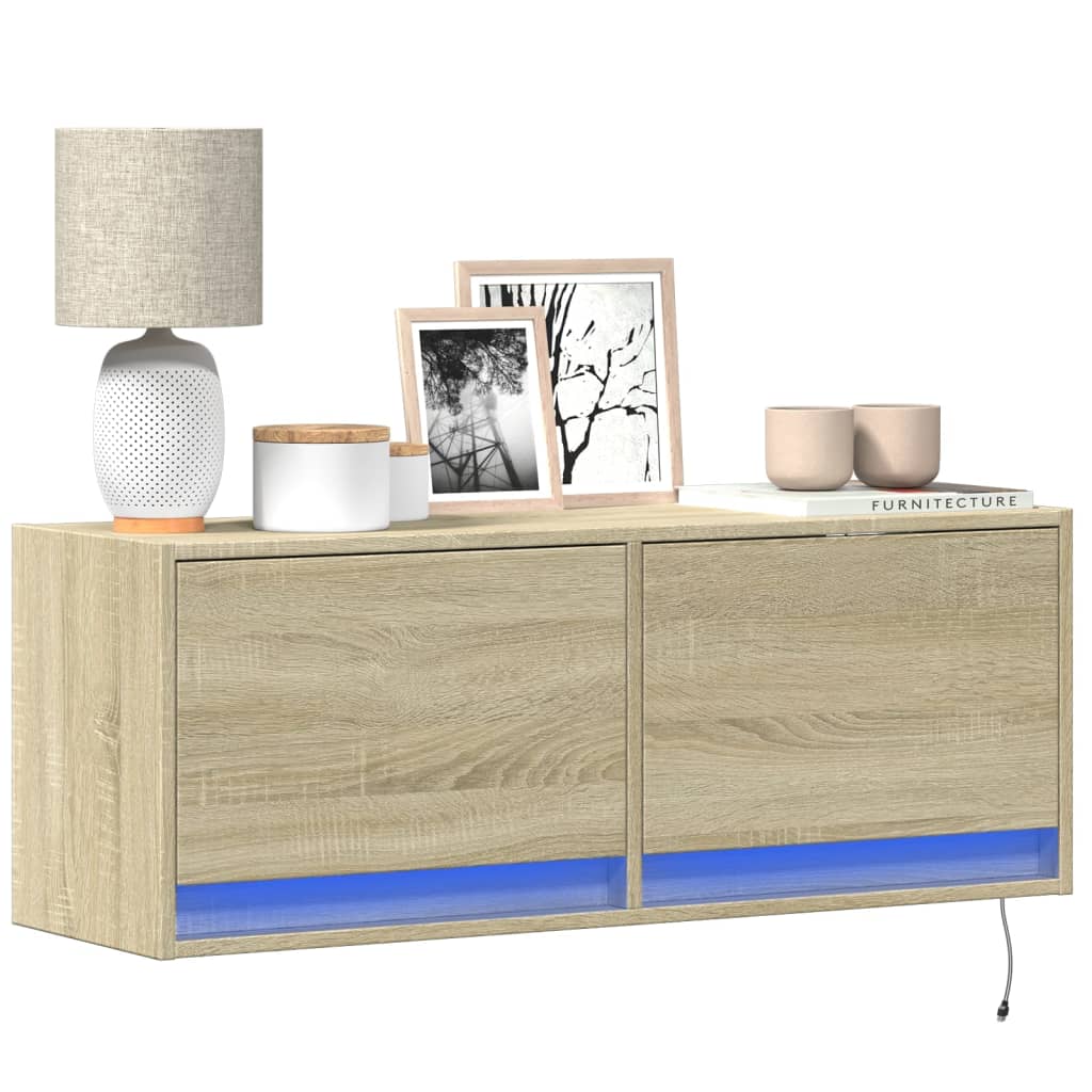 vidaXL Tv-wandmeubel met LED-verlichting 180x31x38 cm wit