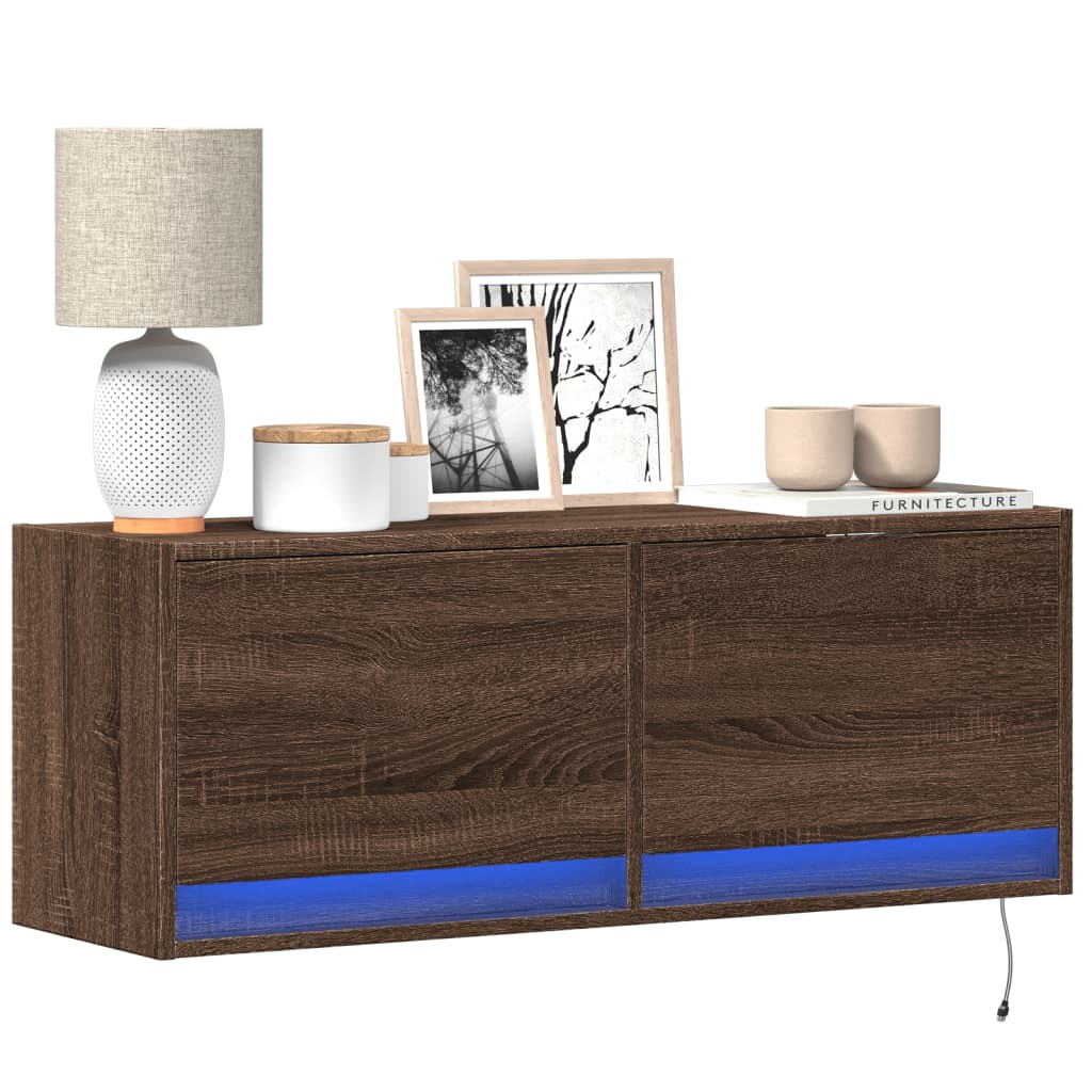 vidaXL Tv-wandmeubel met LED-verlichting 180x31x38 cm wit
