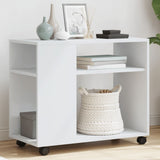vidaXL Side Table with Wheels 70x35x60 cm Engineered Wood White