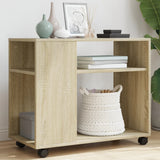 vidaXL Side Table with Wheels 70x35x60 cm Engineered Wood White
