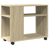 vidaXL Side Table with Wheels 70x35x60 cm Engineered Wood White