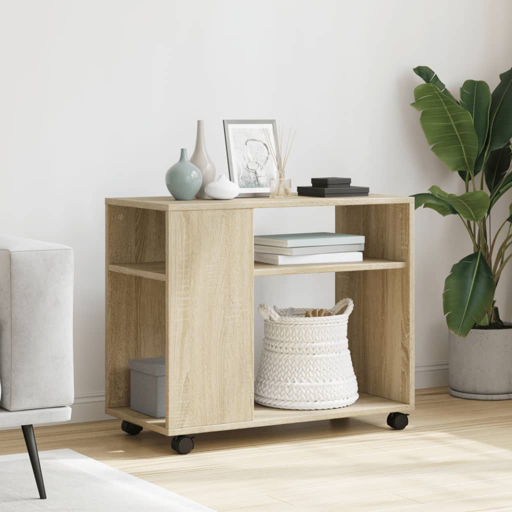 vidaXL Side Table with Wheels 70x35x60 cm Engineered Wood White