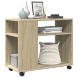 vidaXL Side Table with Wheels 70x35x60 cm Engineered Wood White