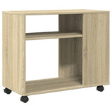 vidaXL Side Table with Wheels 70x35x60 cm Engineered Wood White
