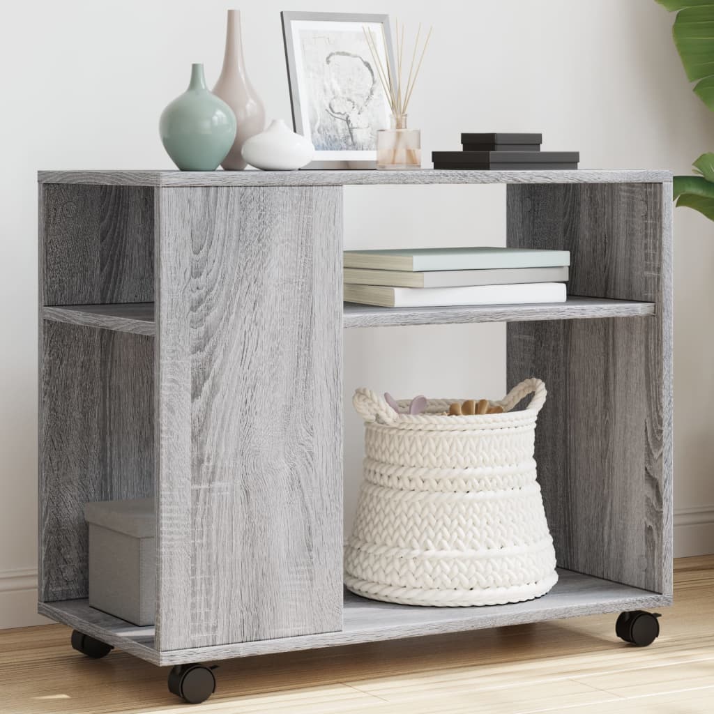 vidaXL Side Table with Wheels 70x35x60 cm Engineered Wood White