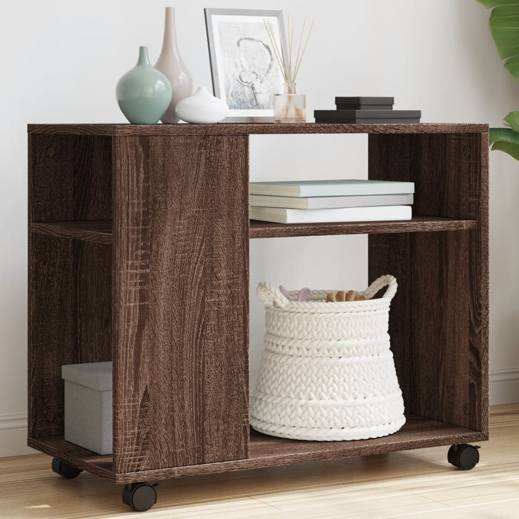 vidaXL Side Table with Wheels 70x35x60 cm Engineered Wood White