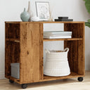 vidaXL Side Table with Wheels 70x35x60 cm Engineered Wood White