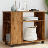 vidaXL Side Table with Wheels 70x35x60 cm Engineered Wood White
