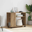 vidaXL Side Table with Wheels 70x35x60 cm Engineered Wood White