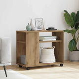 vidaXL Side Table with Wheels 70x35x60 cm Engineered Wood White