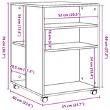 vidaXL Bijzettafel met wieltjes 55x60x78 bewerkt hout wit