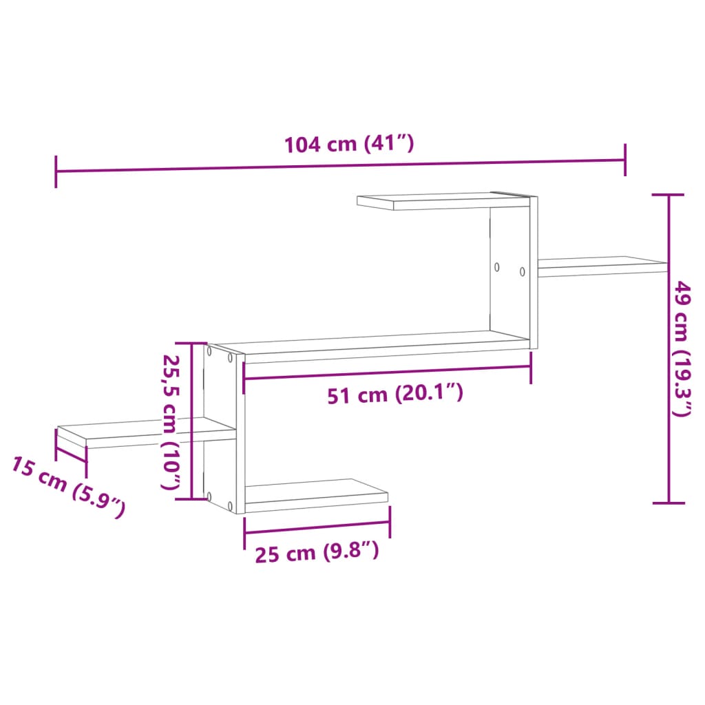 vidaXL Wandschap 104x15x49 cm bewerkt hout wit