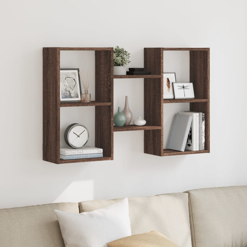 vidaXL Wandschap 96x18x60 cm bewerkt hout bruin eikenkleurig