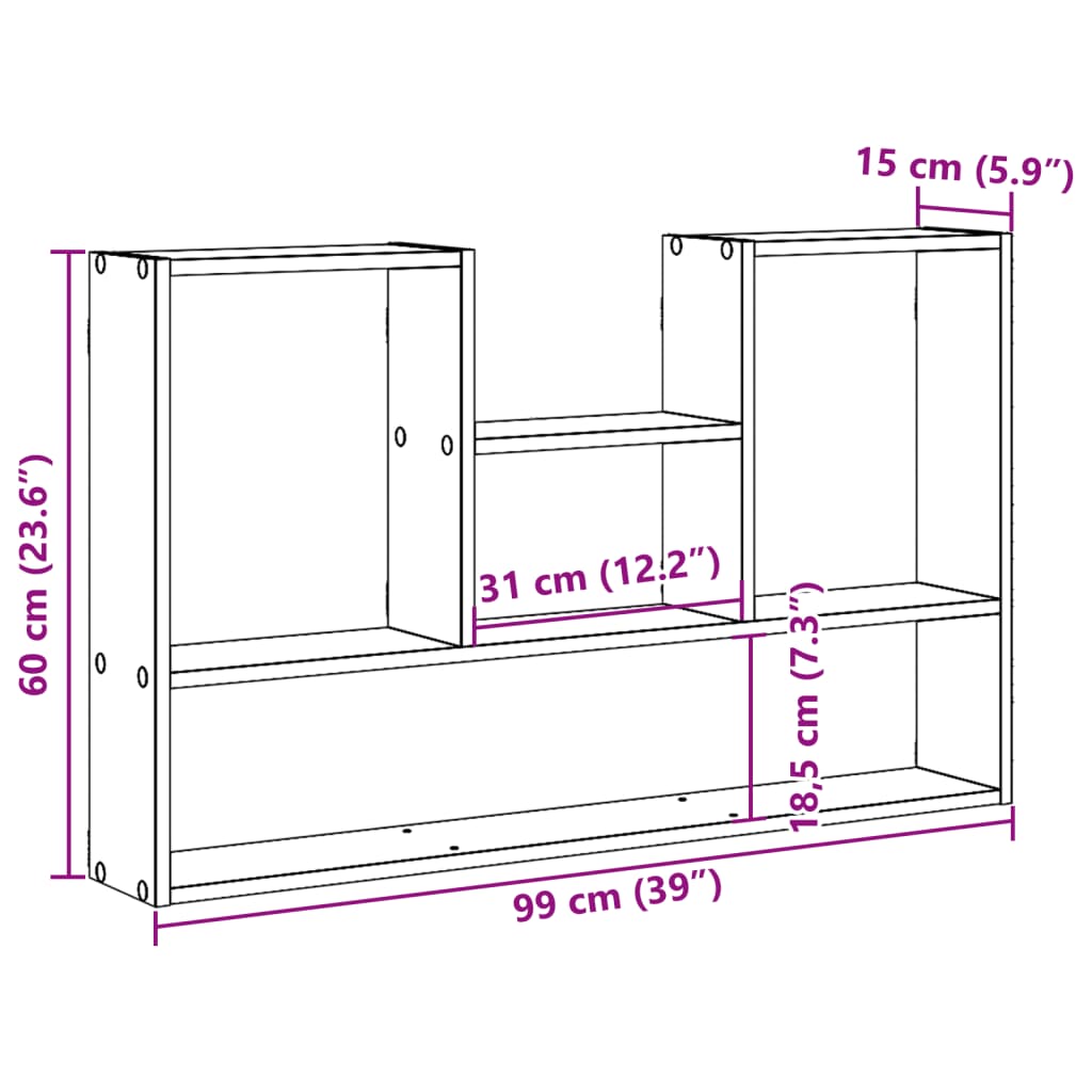 vidaXL Wandplank Wit 99x15x60 cm Bewerkt Hout