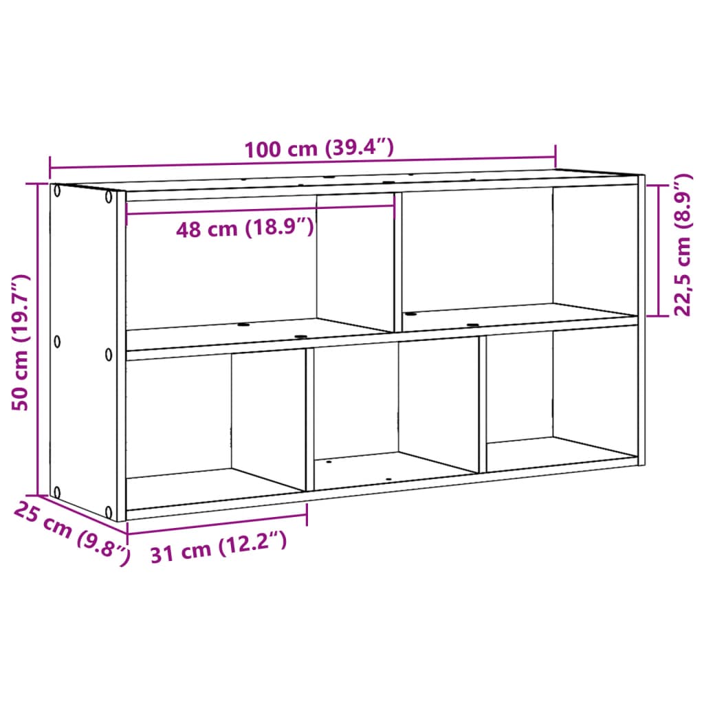 vidaXL Wandschap 100x25x50 cm bewerkt hout wit