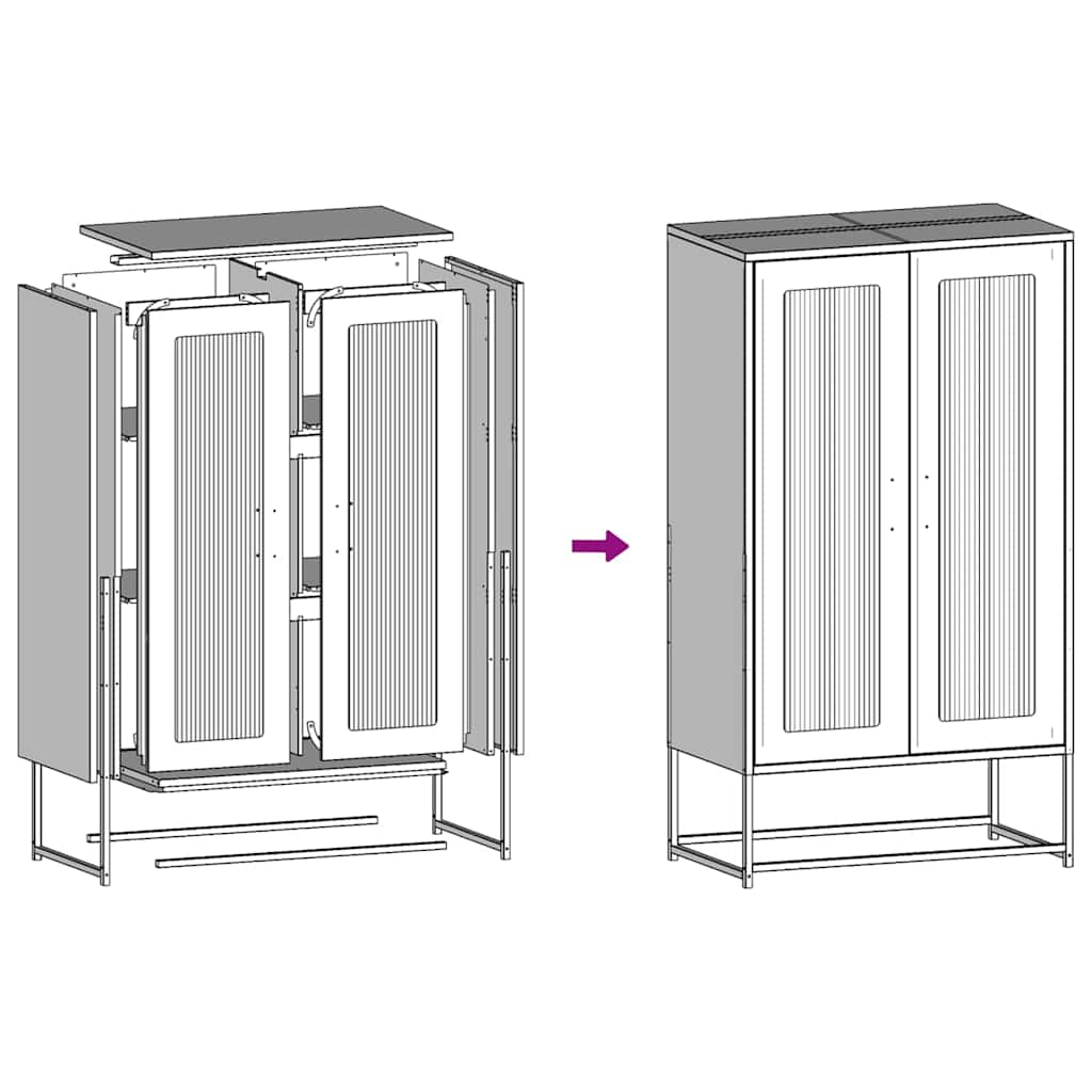 vidaXL Hoge kast 68x39x123 cm staal zwart