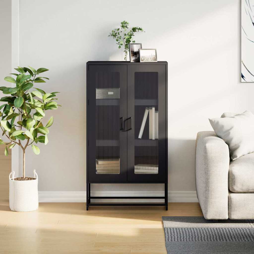 vidaXL Hoge kast 68x39x123 cm staal zwart