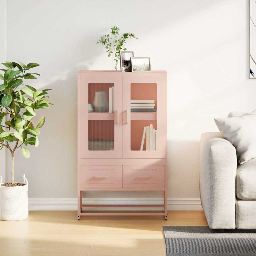 vidaXL Hoge kast 68x39x111,5 cm staal zwart