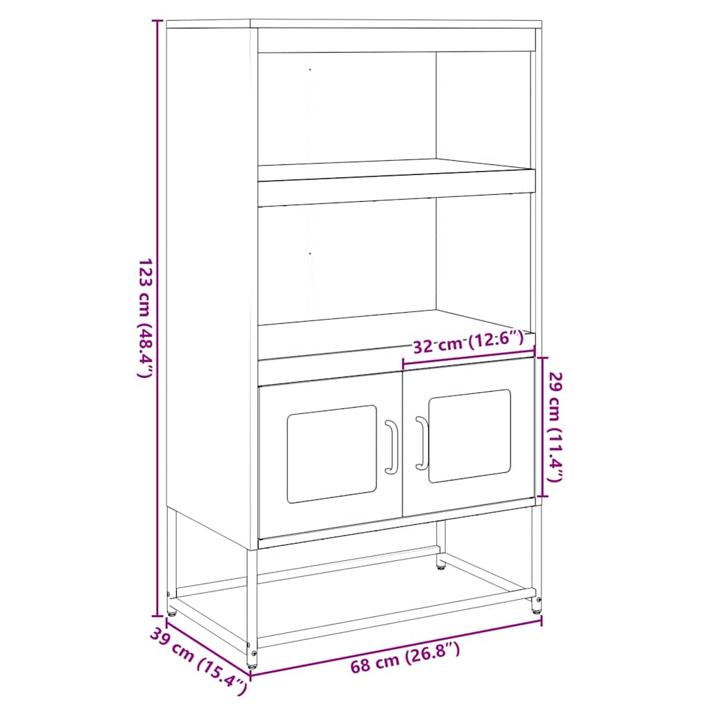 vidaXL Hoge kast 68x39x123 cm staal zwart