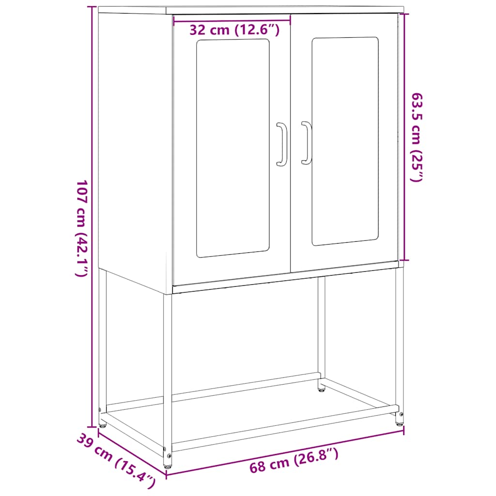 vidaXL High Cabinet 68x39x107 cm Steel Black