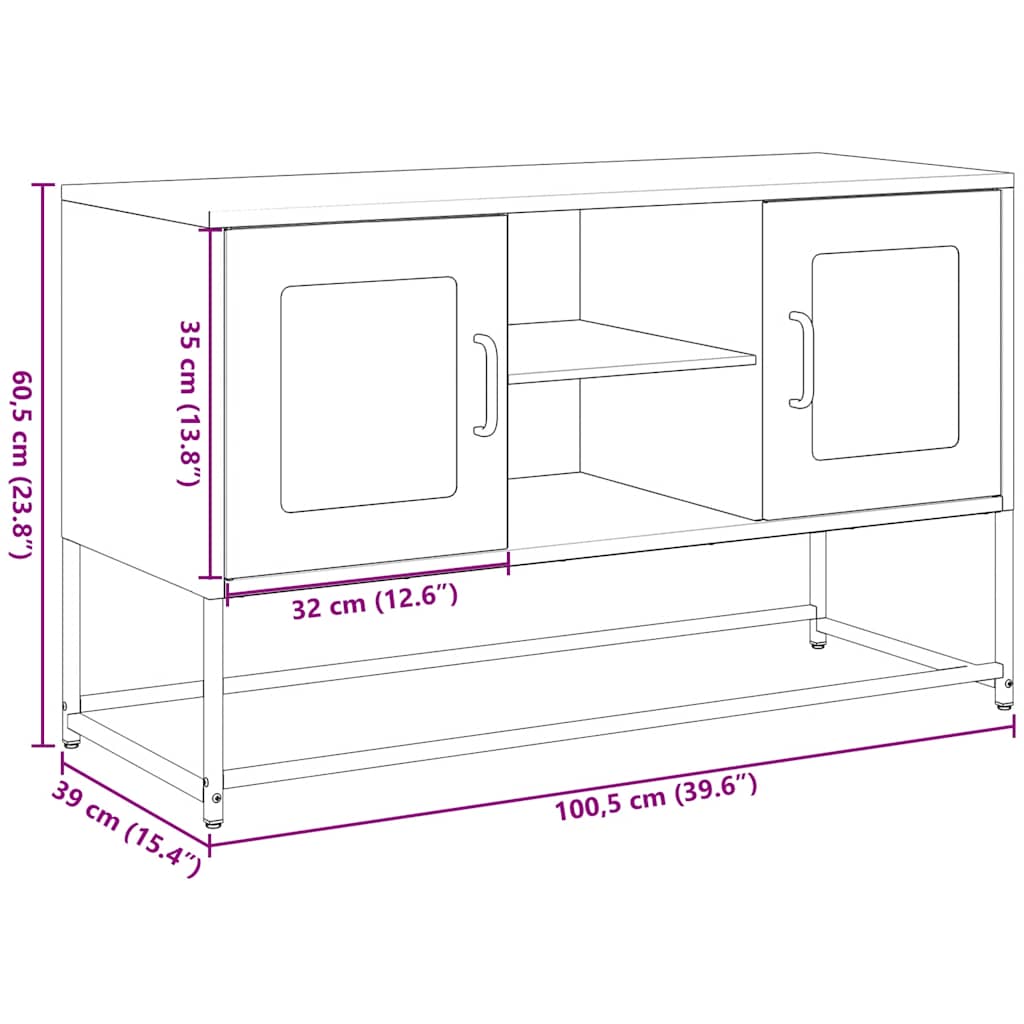 vidaXL TV cabinet 100.5x39x60.5 cm steel black
