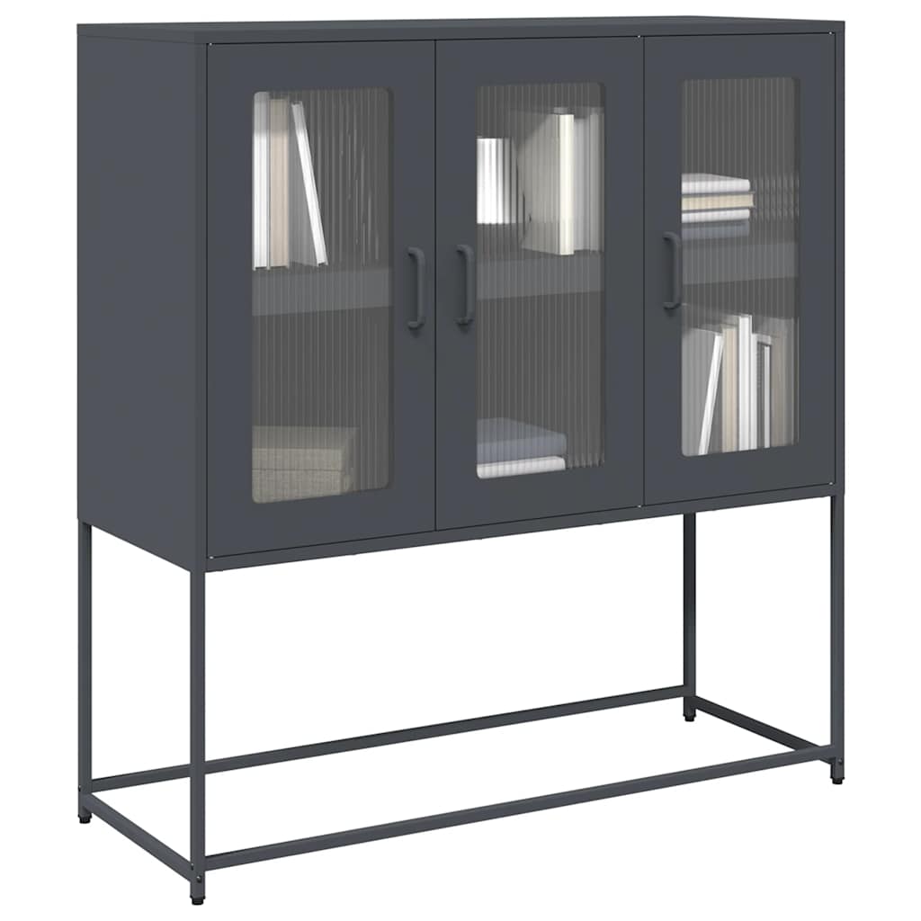 vidaXL Dressoir 100,5x39x107 cm koudgewalst staal zwart